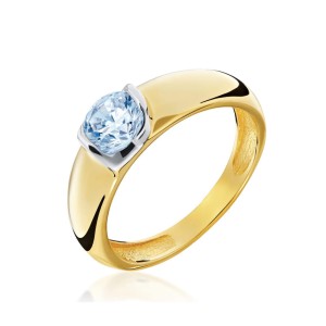 Złoty pierścionek z dużym błękitnym kamieniem pr. 333 3.1615a