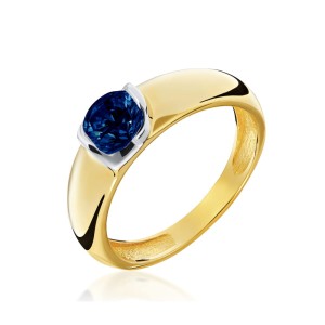 Złoty pierścionek z dużym szafirowym kamieniem pr. 333 3.1615n