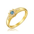 Złoty pierścionek z cyrkoniami błękitny Kwiat