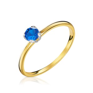 Złoty pierścionek zaręczynowy I szafirowy pr. 333 3.1659n