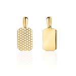 Zawieszka złota blaszka dwustronna zaokrąglona ze zdobieniem