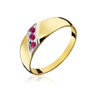Złoty pierścionek Czauma rubinowe kamienie pr. 333 3.1352c