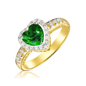 Złoty pierścionek zaręczynowy zielone serce pr. 333 1.773z