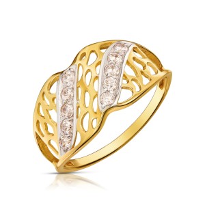 Złoty pierścionek ażurowy zdobiony cyrkoniami pr. 333 3.1589