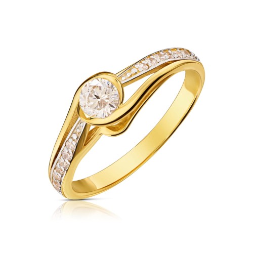 Złoty pierścionek zaręczynowy z cyrkoniami