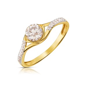 Złoty pierścionek Cyrkonie okazały kamień pr. 333 3.1591