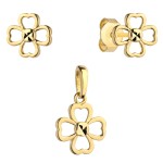Set of earrings + four-leaf clover pendant
