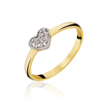 Gold ring with a zircon heart