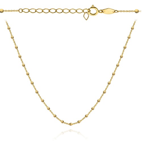 Naszyjnik złoty z kulkami diamentowanymi 42+3cm