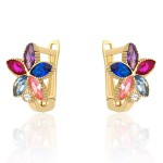 Gold flower earrings with colorful stones