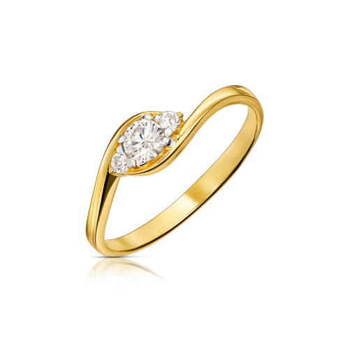 Złoty pierścionek białe kamienie pr. 333