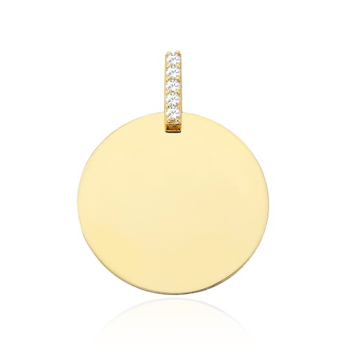 Zawieszka złota duże pełne kółko i cyrkonie