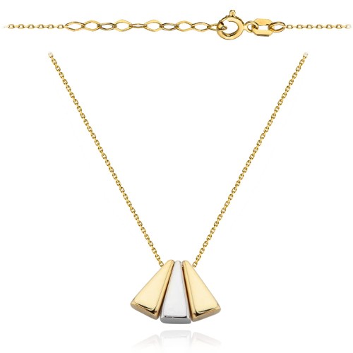 Naszyjnik ruchome trójkąty w dwóch kolorach złota
