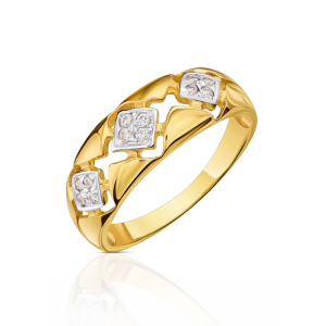 Złoty pierścionek z cyrkoniami trzy KWADRATY pr. 333  2.1274