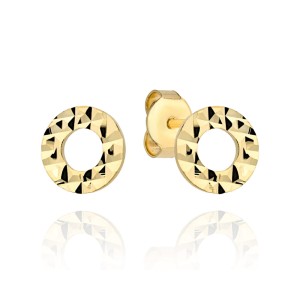 Gold earrings with diamond ring