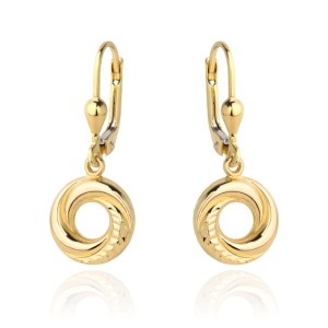 Kolczyki złote kółka z delikatnym diamentowaniem