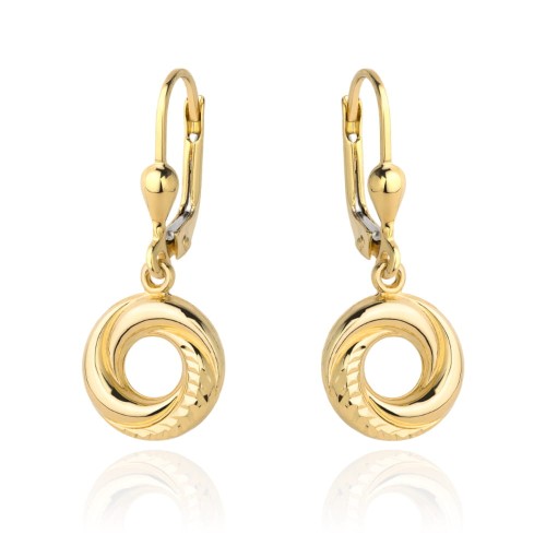 Kolczyki złote kółka z delikatnym diamentowaniem