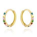 Kolczyki złote kółeczko wysadzane kolorowymi kamieniami