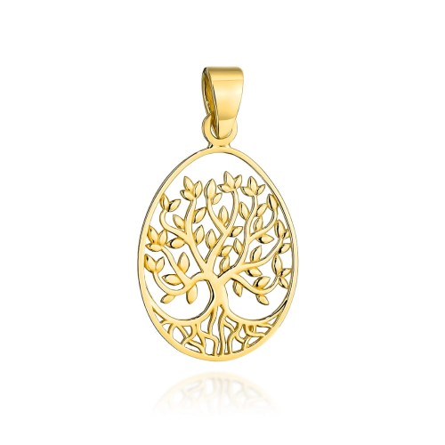 Zawieszka złota drzewko szczęścia w owalu