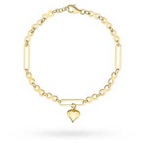 Bransoletka złota znaki nieskończoności, owale i serce