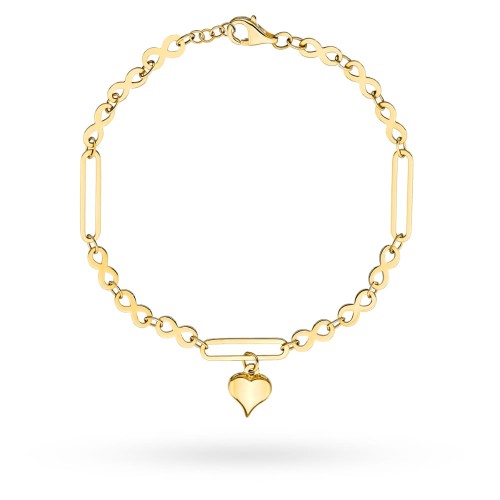 Bransoletka złota znaki nieskończoności, owale i serce