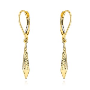 Kolczyki złote romby z diamentowaniem pr. 585