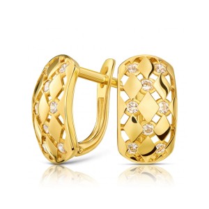 Złote kolczyki romby białe cyrkonie pr. 333 1.381