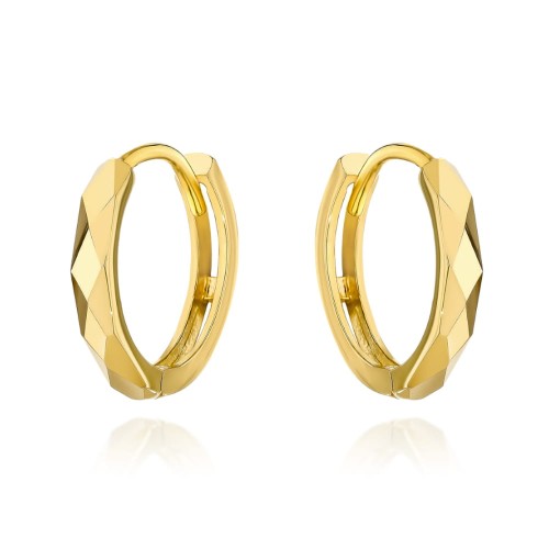 Kolczyki złote diamentowane kółka na kreolu