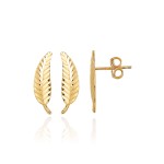 Kolczyki złote małe diamentowane listki