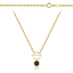 Naszyjnik złoty o splocie rolo z czarnym kamieniem