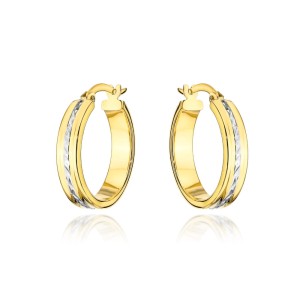 Kolczyki kółko i białe diamentowanie w środku 1,8 cm