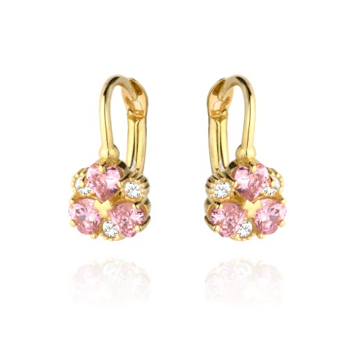 Kolczyki kwiatek z różowymi i białymi płatkami