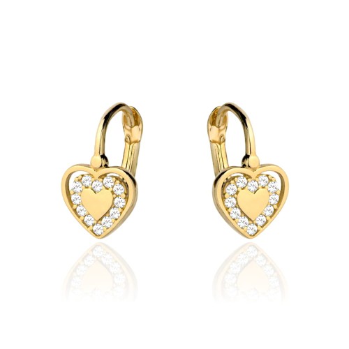 Kolczyki trzy serca złote i z cyrkonii