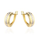 Kolczyki w dwóch kolorach złota z centralnym diamentowaniem