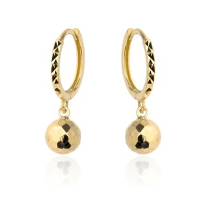 Kolczyki złota kula dyskotekowa zawieszona na kółku