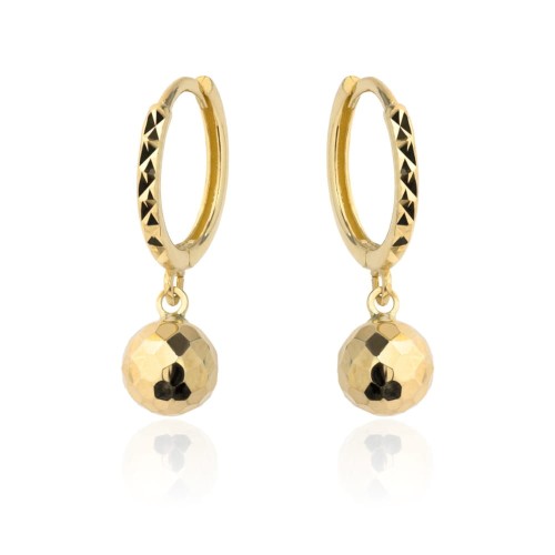 Kolczyki złota kula dyskotekowa zawieszona na kółku