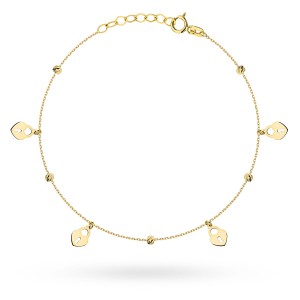 Bransoletka złota diamentowane kulki i kłódki