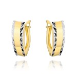 Kolczyki złote z diamentowanymi brzegami i gładkim środkiem pr. 585