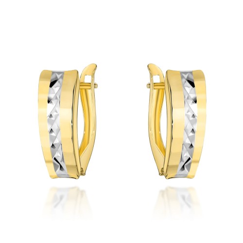 Kolczyki złote diamentowane z paskiem w środku