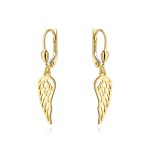 Kolczyki złote wiszące skrzydła na angielskim zapięciu