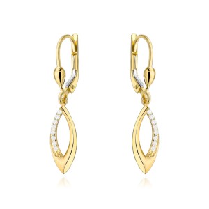 Kolczyki złote łezki z cyrkoniami