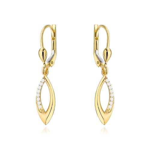 Kolczyki złote łezki z cyrkoniami