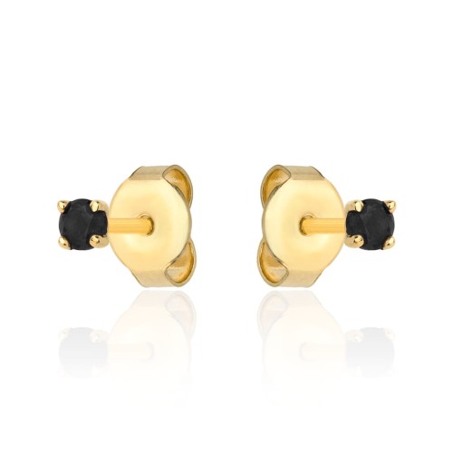 Kolczyki złote centralna czarna cyrkonia