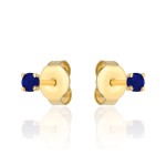 Kolczyki złote centralna niebieska cyrkonia