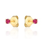 Kolczyki złote centralna rubinowa cyrkonia