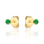 Kolczyki złote centralna zielona cyrkonia