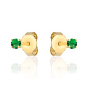 Kolczyki złote centralna zielona cyrkonia