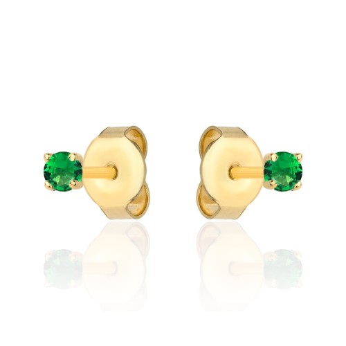 Kolczyki złote centralna zielona cyrkonia