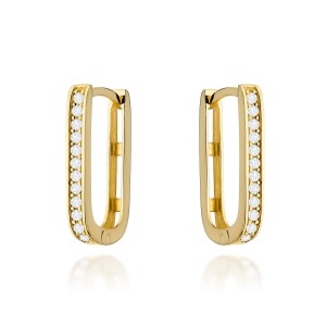 Kolczyki złote prostokątne z cyrkoniami