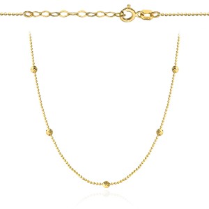 Naszyjnik złoty kulkowy z diamentowanymi kuleczkami